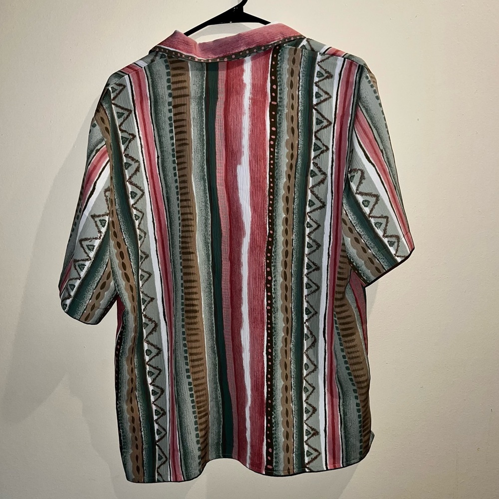 Watermelon Striped Collared Button Up, Vintage Pink & Green Shirt - Picture 4 of 4